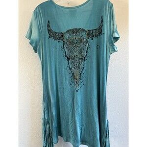 Vocal Western Rhinestone Studded Bull Head Fringe Extra Large